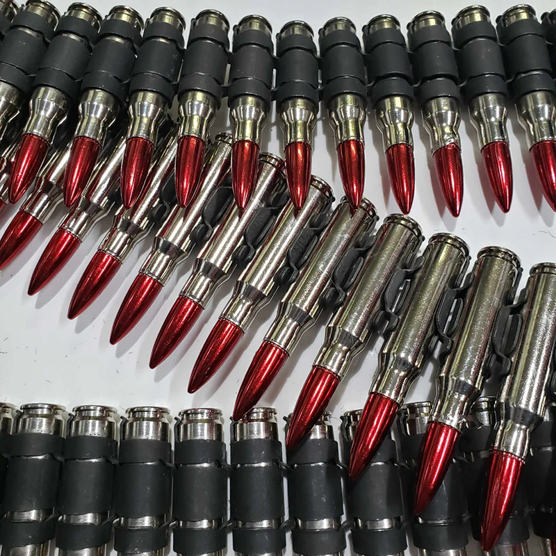 Bullet Belt FULL silver with red tip