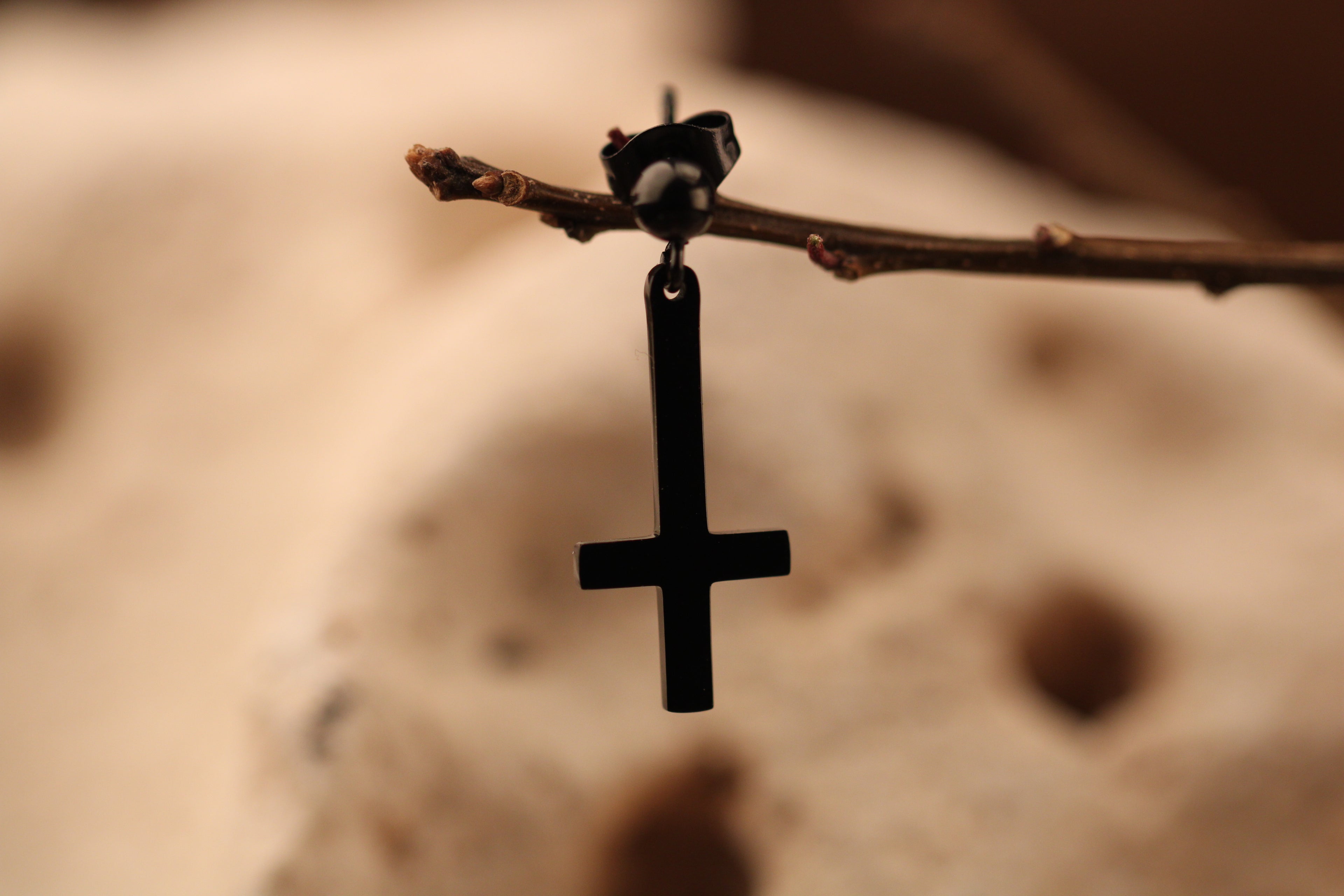 Black Inverted Cross Dangle