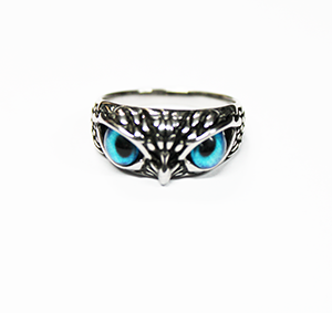 Silver Owl with Blue Eyes