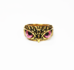 Gold Owl with Pink Eyes
