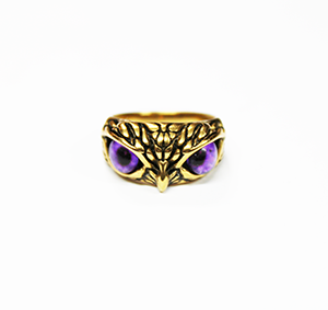 Gold Owl with Purple Eyes