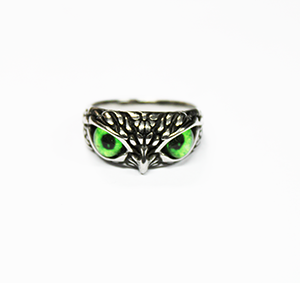 Silver Owl with Green Eyes